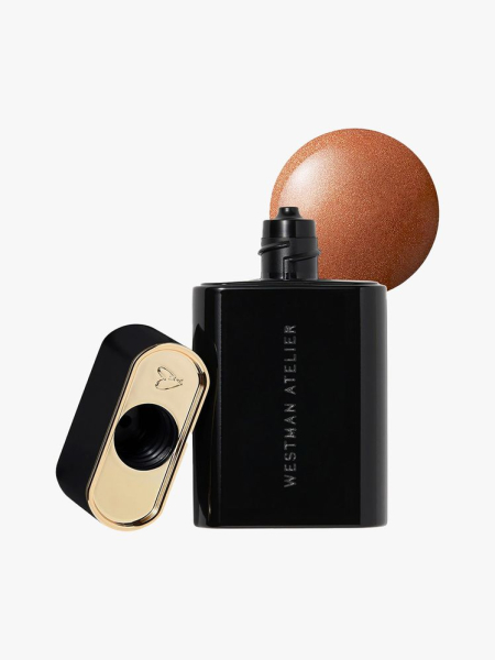 Liquid Super Loaded All-Over Illuminator Drops black dropper bottle of bronzing drops with cap to the side on light gray background